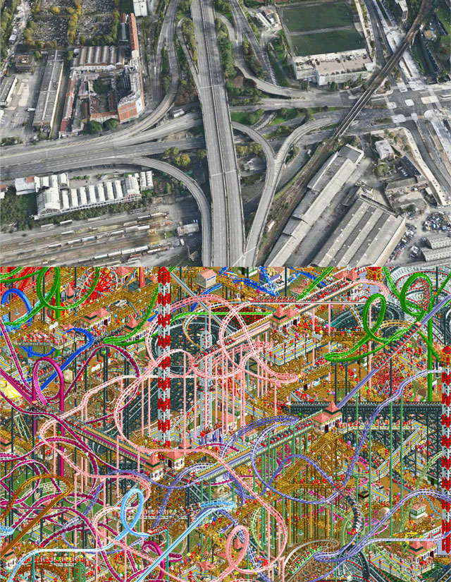 Speculative urban study of a car free Paris envisioning playful mobility in The Soft Machines project